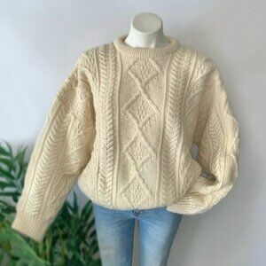 v i n t a g e :: Irish Wool Aran Fisherman Cable Knit Sweater